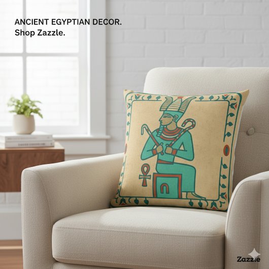  Mighty Ancient Pharaoh & Hieroglyphs Art クッション