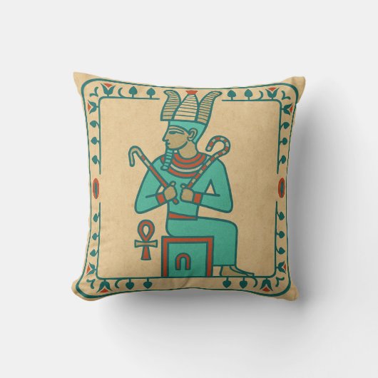  Mighty Ancient Pharaoh & Hieroglyphs Art クッション (正面)