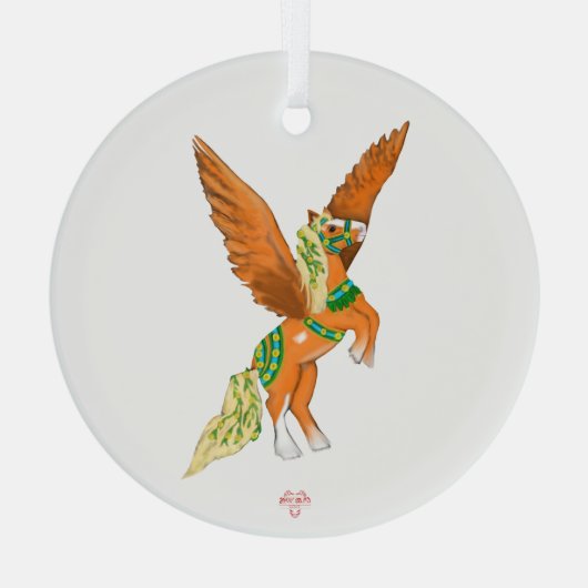 Mighty Belgian Pegasus Vintage Carousel Horse  ガラスオーナメント (裏面)