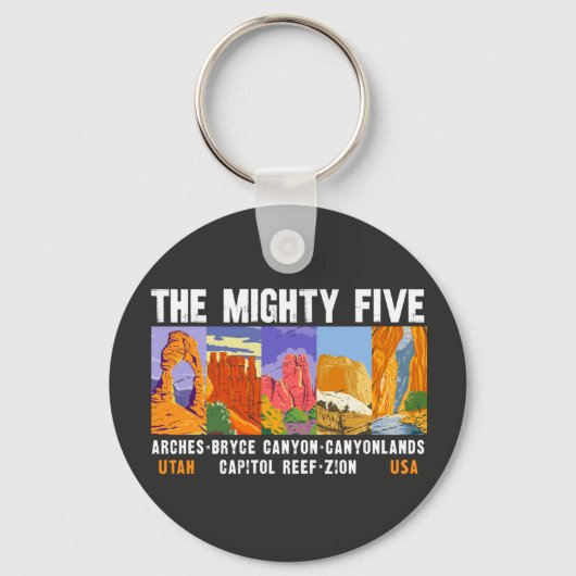 Mighty Five Utah国立公園リストヴィンテージ キーホルダー (正面)