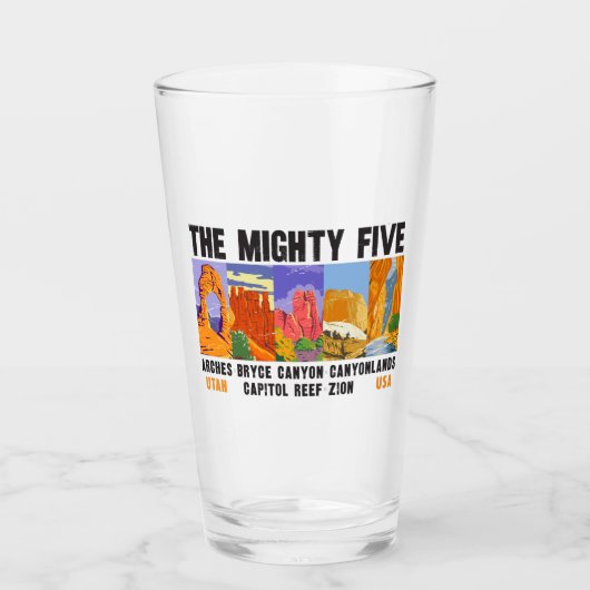 Mighty Five Utah国立公園リストヴィンテージ タンブラーグラス (正面)