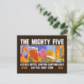 Mighty Five Utah国立公園リストヴィンテージ ポストカード (スタンド正面)