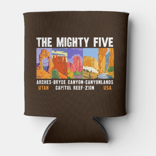 Mighty Five Utah国立公園リストヴィンテージ 缶クーラー (正面)