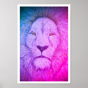 Mighty Lion Purple Poster ポスター