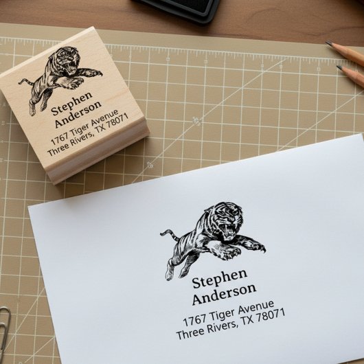 Mighty Tiger Return Address Stamp ラバースタンプ