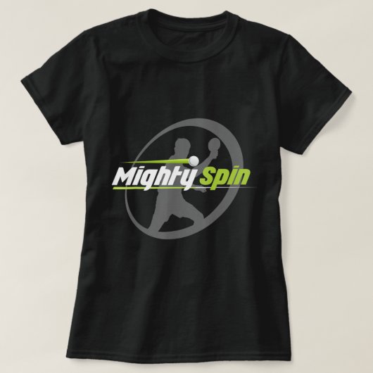 MightySpin Ping Pong Teeテーブルテニスカッコいい Tシャツ (デザイン正面)