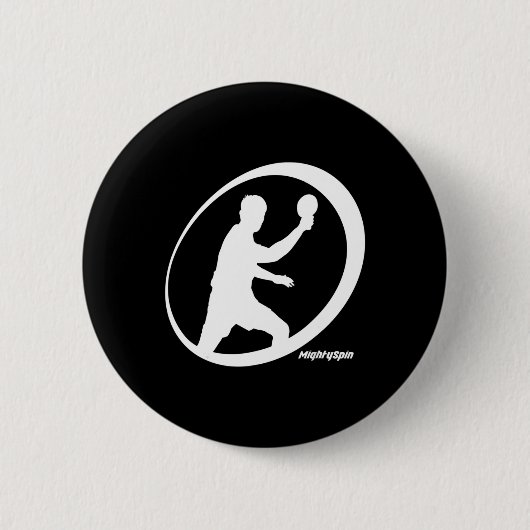 MightySpin Ping Pong Teeテーブルテニス委員会 缶バッジ (正面)