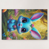 Mignon petit lapin bleu ジグソーパズル (横)