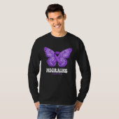 Migraine Awareness Month Purple Ribbon Butterfly Tシャツ (正面フル)