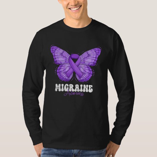 Migraine Awareness Month Purple Ribbon Butterfly Tシャツ (正面)