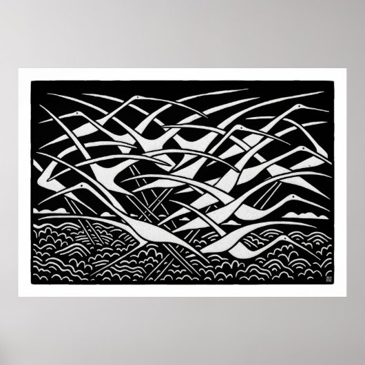 Migration Large Linocut Print ポスター (正面)