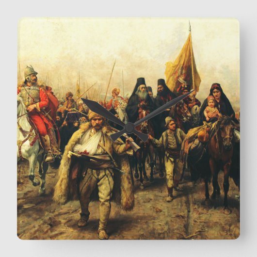 Migration of the Serbs by Paja Jovanovic Fine Art スクエア壁時計 (正面)