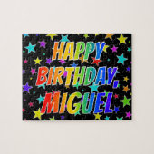 "MIGUEL"名、おもしろい"ハッピーバースデー" ジグソーパズル (横)