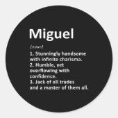 Miguel Definition D Name Funny Birthday ラウンドシール (正面)