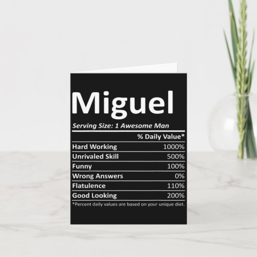 Miguel Nutrition Funny Birthday D Name カード (正面)