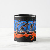 Miguel Vorname Name Graffiti blue orange Tasse マグカップ (中央)