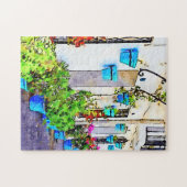 Mijas Puebloの通りのデジタル水色 ジグソーパズル (横)