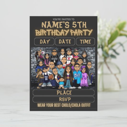  Mijos Party Invitation 90s Theme Kids Birthday 招待状 (スタンド正面)