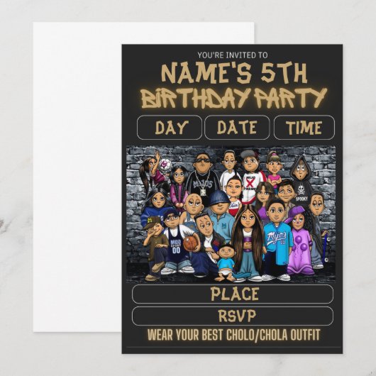  Mijos Party Invitation 90s Theme Kids Birthday 招待状 (正面/裏面)