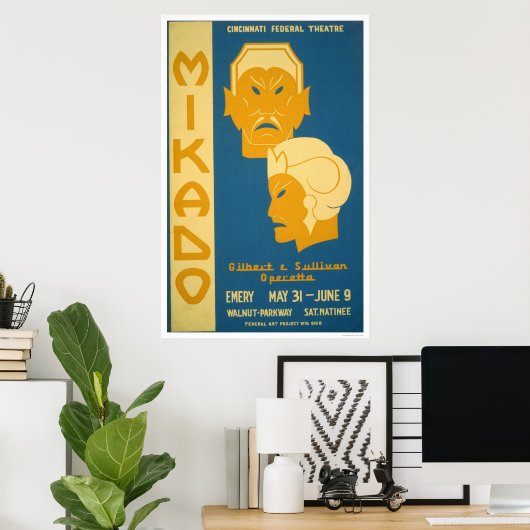 Mikado Gilbert Sullivan 1939 WPA ポスター (ホームオフィス)