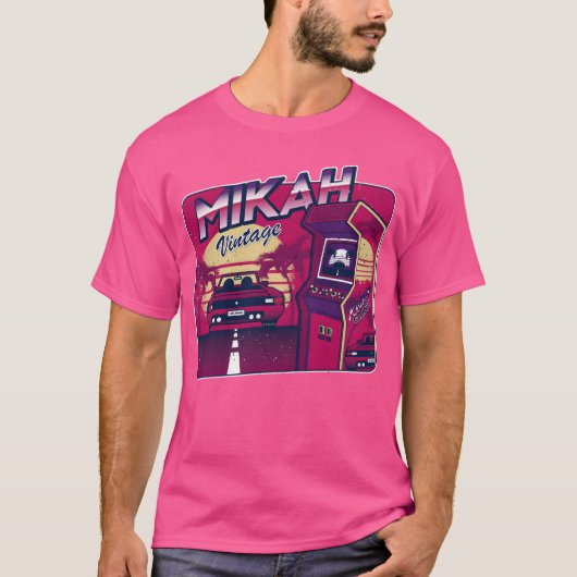 Mikah Personalized Vintage Gamer 80s 90s Tシャツ (正面)