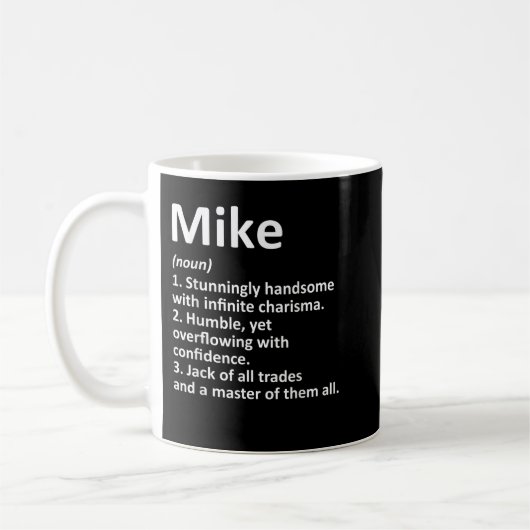 MIKE定義パーソナライズされた名おもしろい誕生日G コーヒーマグカップ (左)