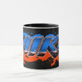 Mike Vorname Name Graffiti blue orange Tasse マグカップ (中央)