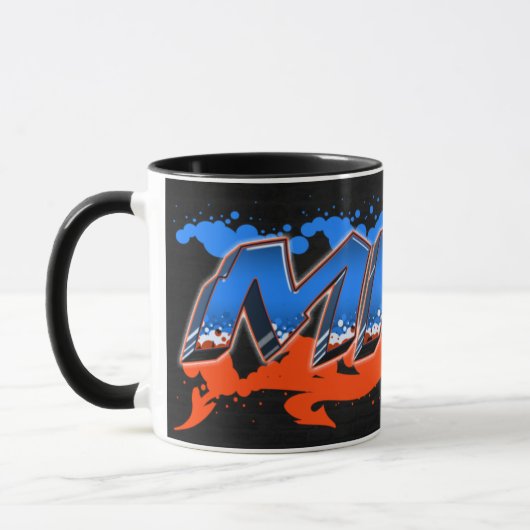 Mike Vorname Name Graffiti blue orange Tasse マグカップ (左)