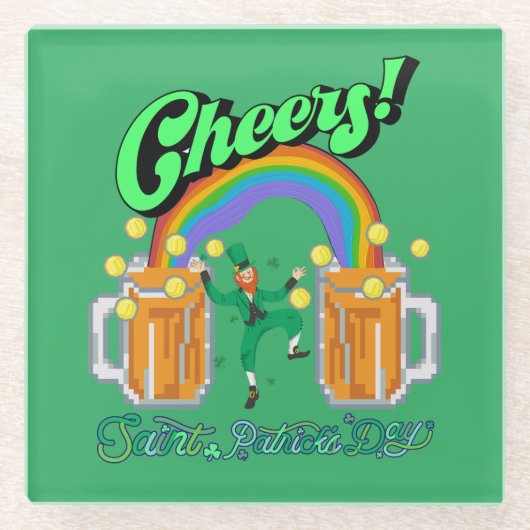 Mikitiezグリーンラッキーサンパトリックの日irishbeer ガラスコースター (正面)