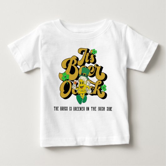 Mikitiezグリーンラッキーサンパトリックの日irishbeer ベビーTシャツ (正面)
