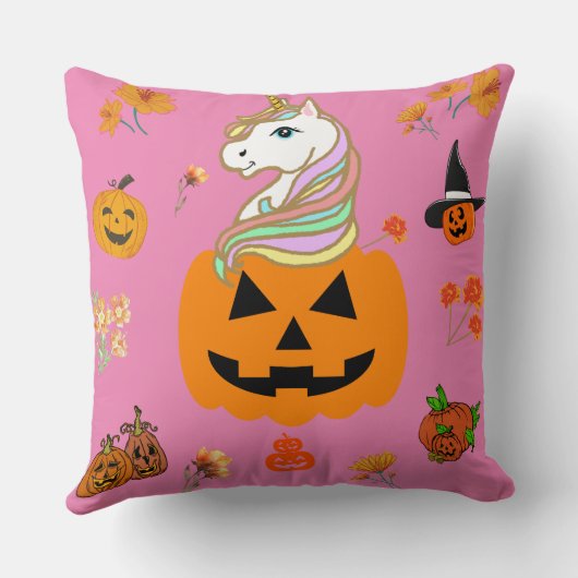 Mikitiezハロウィンユニコーン不気味10月秋 クッション (裏面)