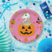 Mikitiezハロウィンユニコーン不気味10月秋 ペーパープレート (パーティー)
