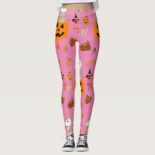 Mikitiezハロウィンユニコーン不気味10月秋 レギンス (正面)