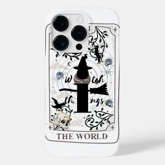 Mikitiez基本的な魔女ウィッチウィザードタロタートカードブラック Case-Mate iPhoneケース (裏面)