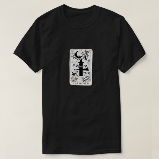 Mikitiez基本的な魔女ウィッチウィザードタロタートカードブラック Tシャツ (デザイン正面)