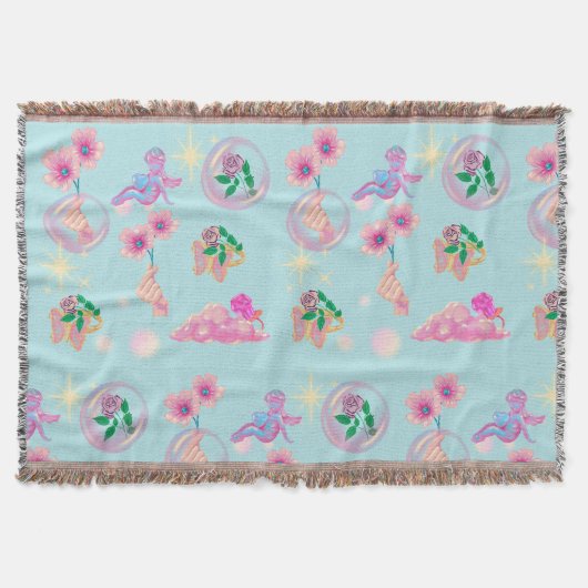 Mikitiez妖精の角ブルースカイキャンディーポピー愛 スローブランケット (正面)