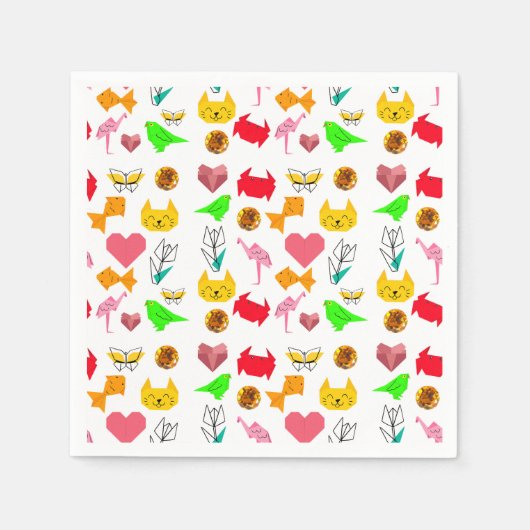 Mikitiez折り紙がん夏期宝石動物猫 スタンダードカクテルナプキン (正面)