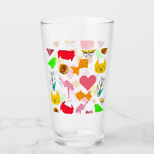 Mikitiez折り紙がん夏期宝石動物猫 タンブラーグラス (正面)