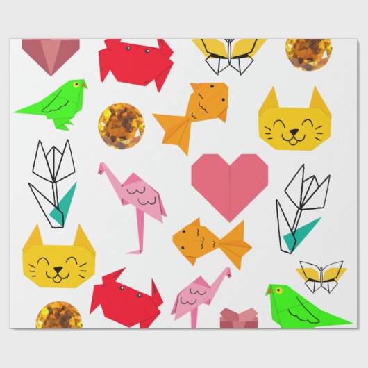 Mikitiez折り紙がん夏期宝石動物猫 ラッピングペーパー (フラット)