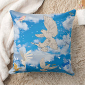 Mikitiez白い鳥の青空の夏のビーチの自由 クッション (ブランケット)