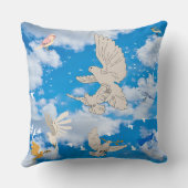 Mikitiez白い鳥の青空の夏のビーチの自由 クッション (裏面)