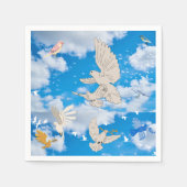 Mikitiez白い鳥の青空の夏のビーチの自由 スタンダードカクテルナプキン (正面)