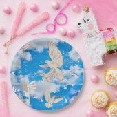 Mikitiez白い鳥の青空の夏のビーチの自由 ペーパープレート (パーティー)