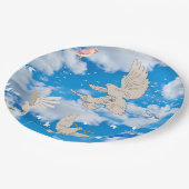 Mikitiez白い鳥の青空の夏のビーチの自由 ペーパープレート (アングル)