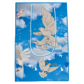 Mikitiez白い鳥の青空の夏のビーチの自由 ミディアムペーパーバッグ (裏面)