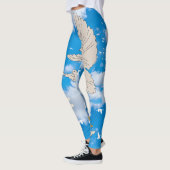 Mikitiez白い鳥の青空の夏のビーチの自由 レギンス (左)