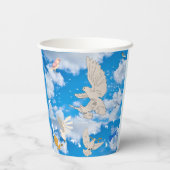 Mikitiez白い鳥の青空の夏のビーチの自由 紙コップ (裏面)