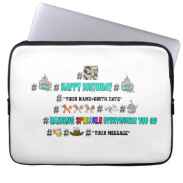 Mikitiez ハッシュタグ 誕生日おめでとう 絵文字 カスタマイズ ラップトップスリーブ