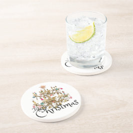 Mikitiez classicwhiteschristmas light jollyholly コースター