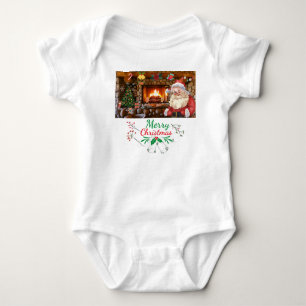 Mikitiez classicwhiteschristmas light jollyholly ベビーボディスーツ
